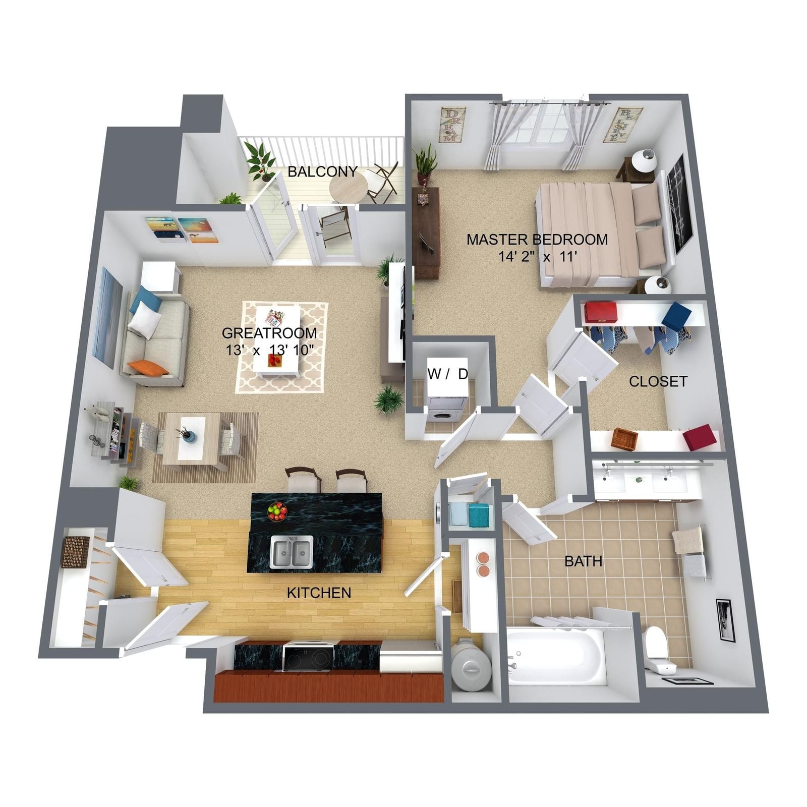 View 1 Bedroom details in a modal window