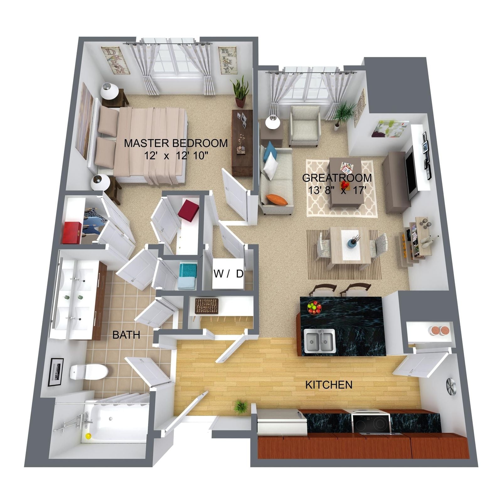 View 1 Bedroom details in a modal window