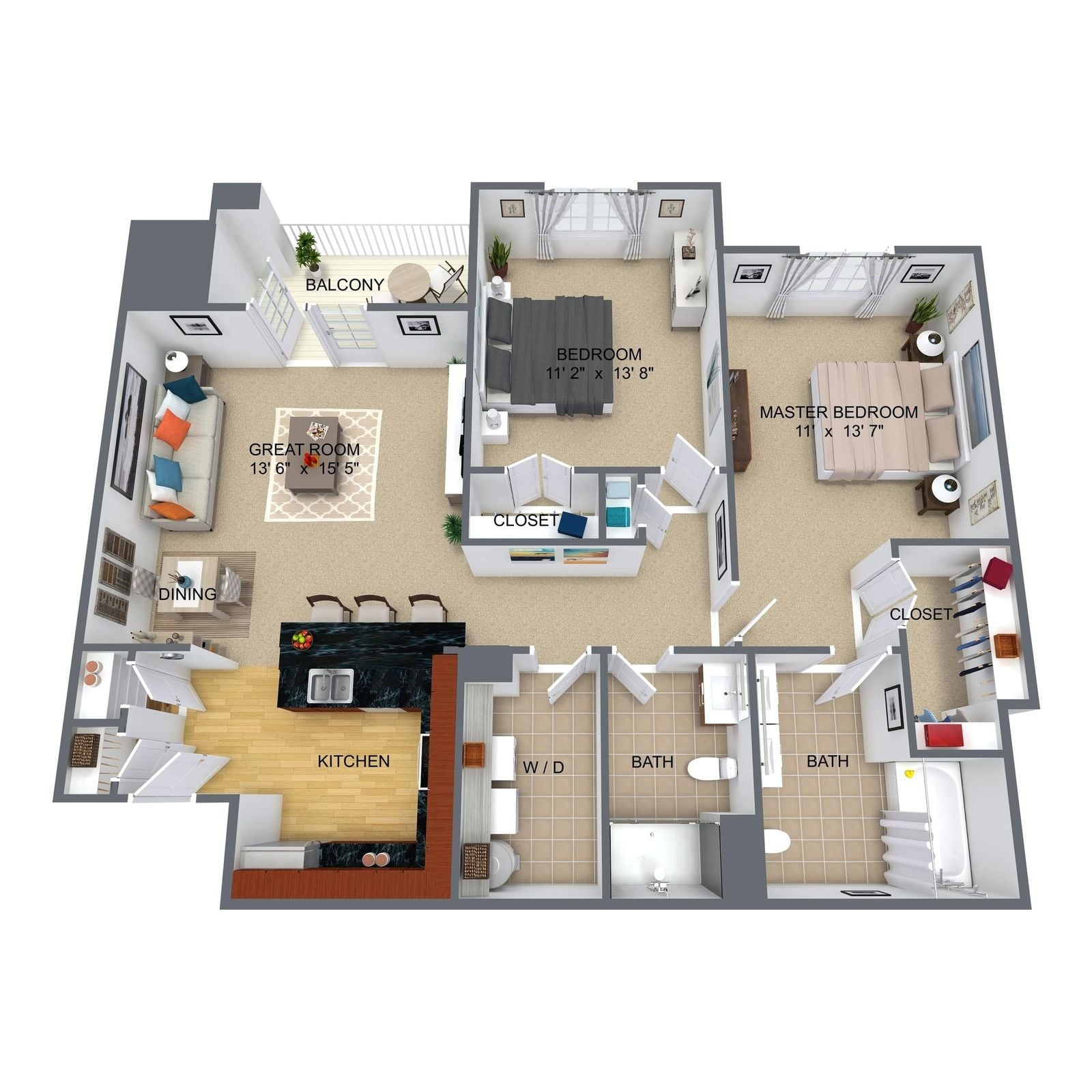 View 2 Bedroom details in a modal window