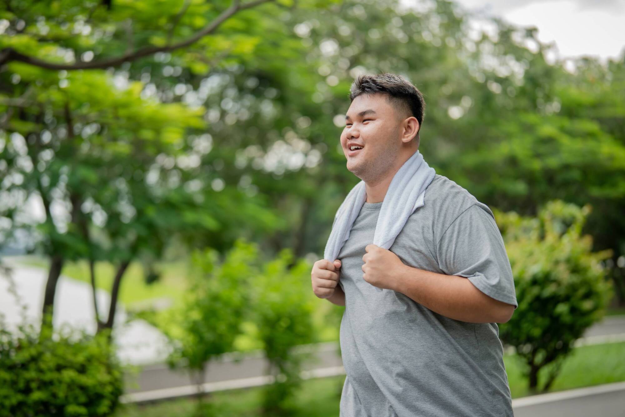Man in athletic clothes outside