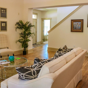 Townhomes at Chapel Watch Village townhome living room with a couch, house plant, coffee table, and chair