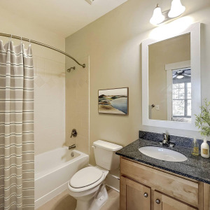 Townhomes at Chapel Watch Village townhome bathroom with a bathtub and vanity