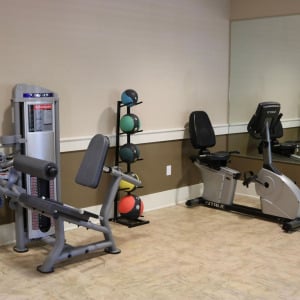 Townhomes at Chapel Watch Village community amenities with a state-of-the-art fitness center and fitness machines and equipment