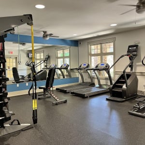 Townhomes at Chapel Watch Village community amenities with a state-of-the-art fitness center and fitness machines and equipment