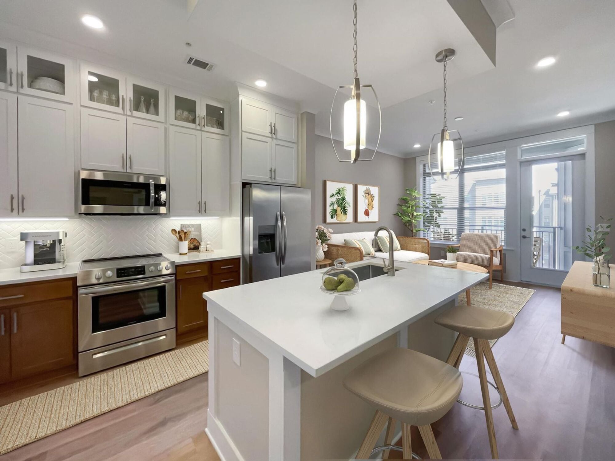 A1 unit open concept kitchen with a floating island