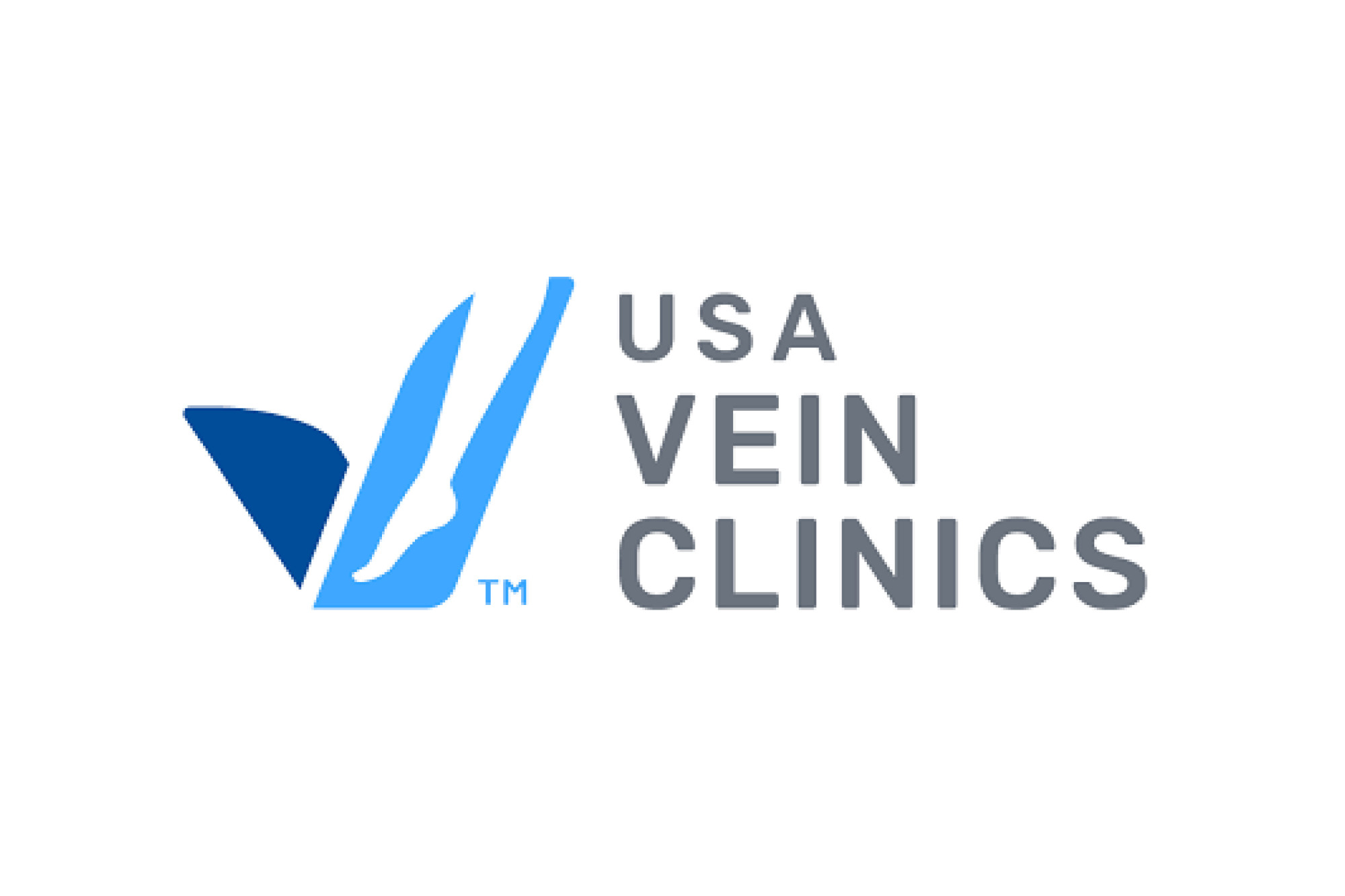 USA Vein Clinics logo with a blue stylized leg and text on a white background.
