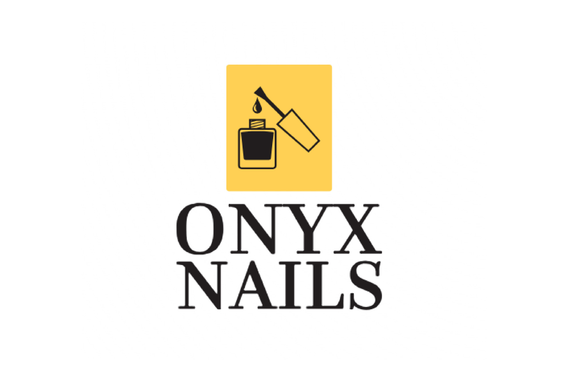 Onyx Nails logo with nail polish bottle and brush above the brand name in bold black letters.