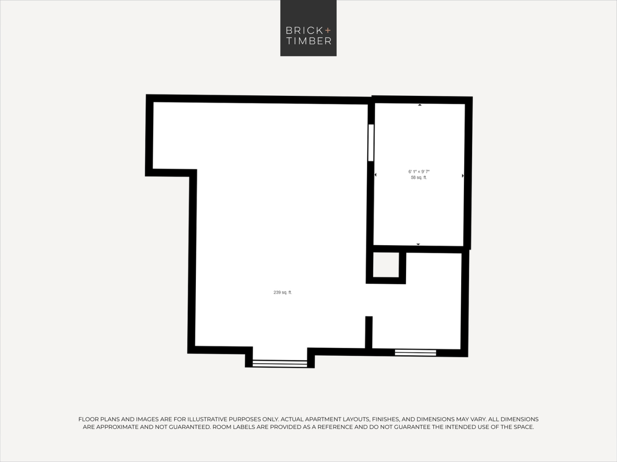 A black and white image of a floor plan for a building named Brick Timber.