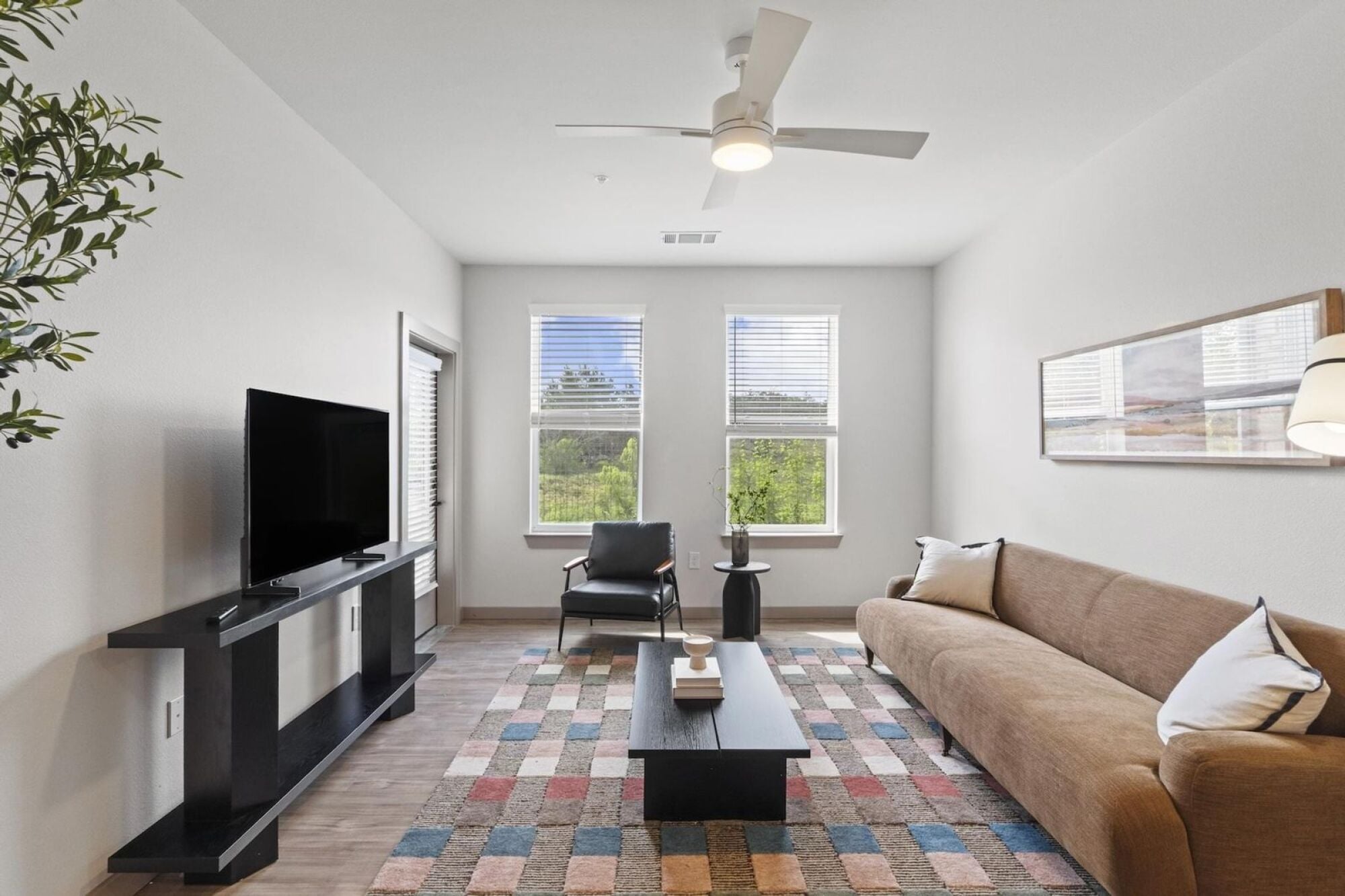 Spacious Living Area with CeilingFan in Austin TX