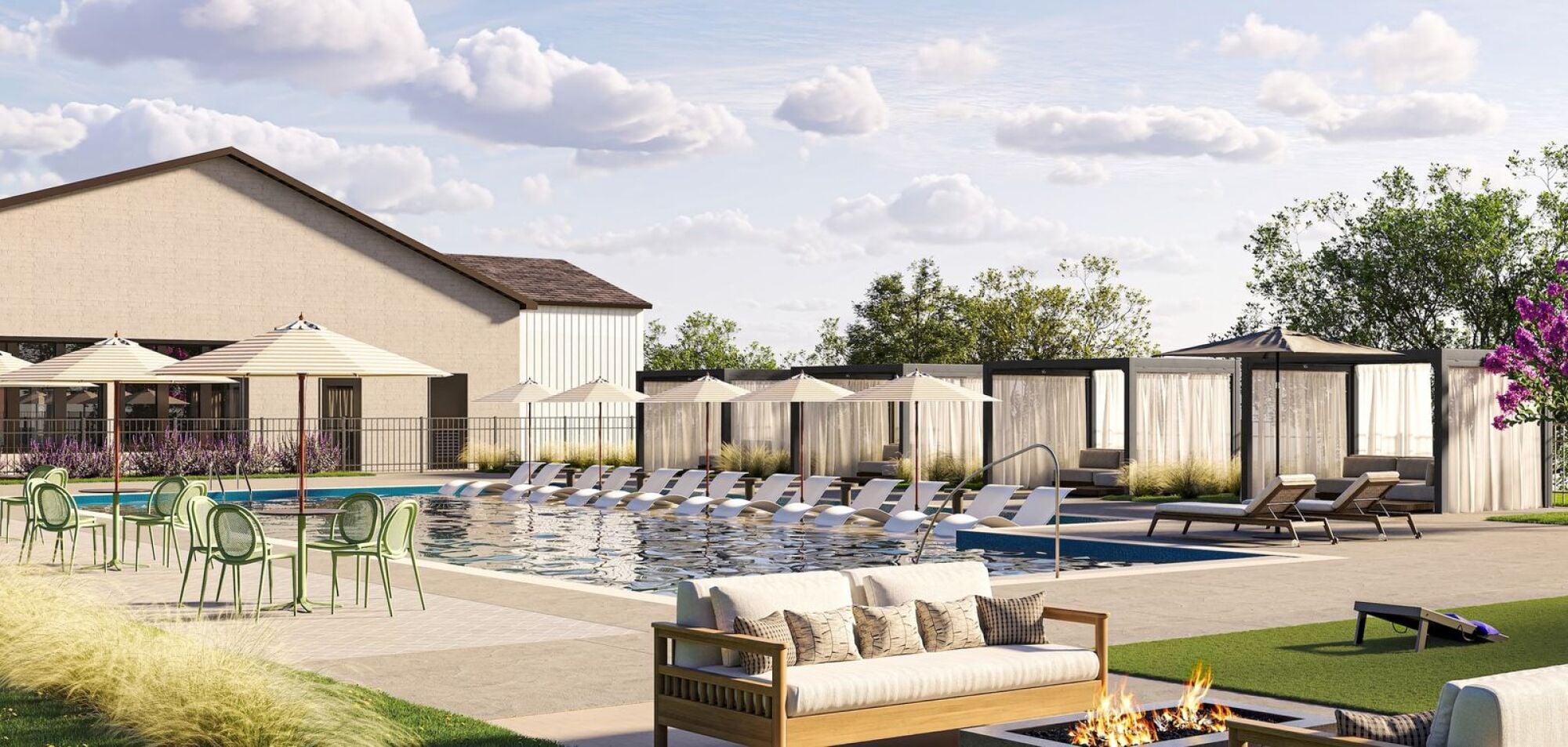 A rendering image of the outdoor pool at Allers Landing in Austin, TX.
