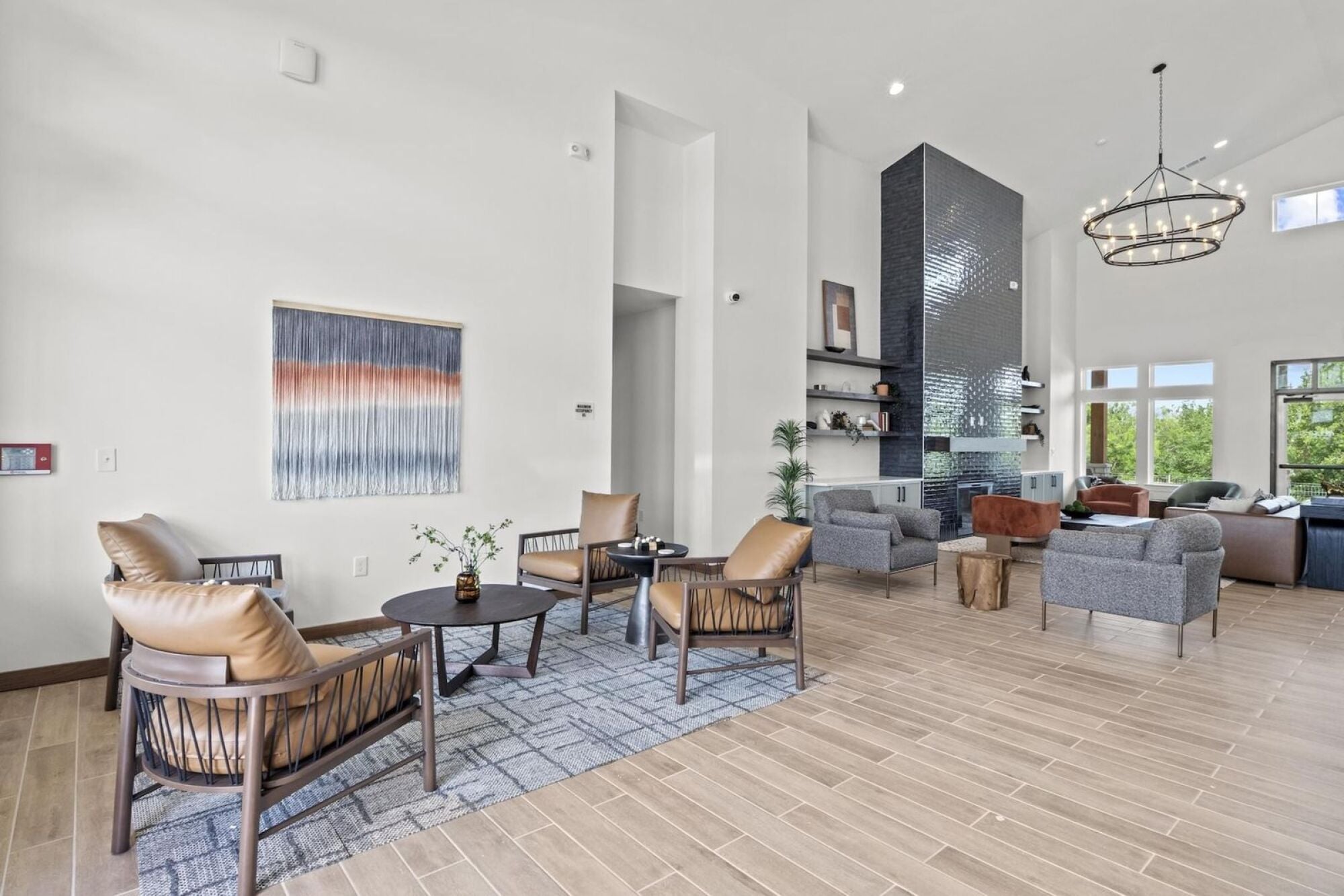 Clubroom with seating areas at Allers Landing in Austin TX
