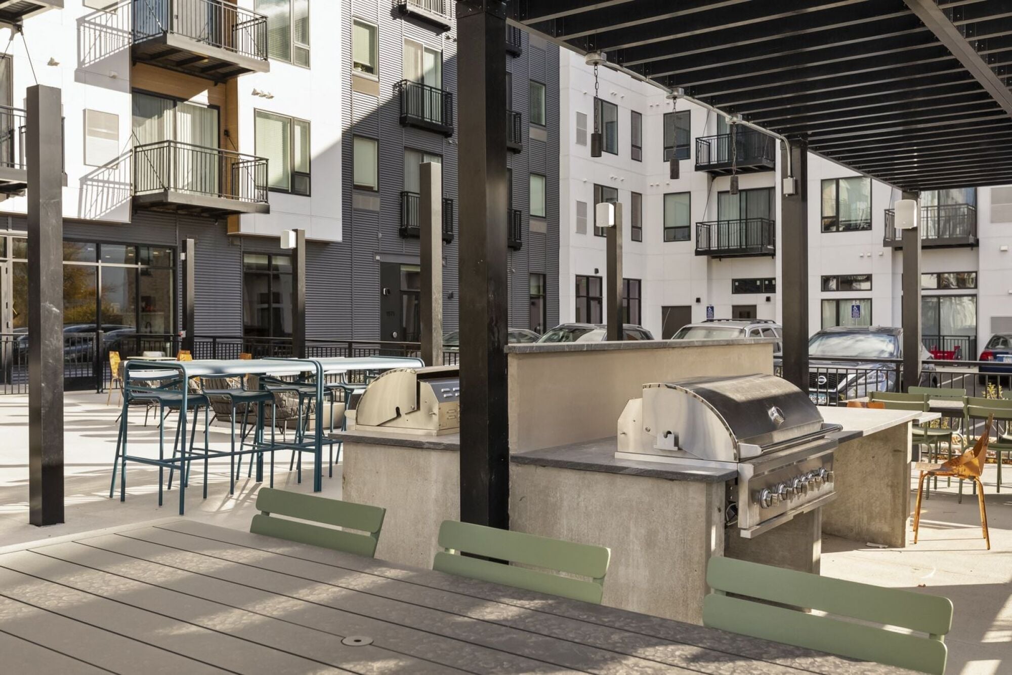 outdoor patio with grills at apartments in west saint paul MN