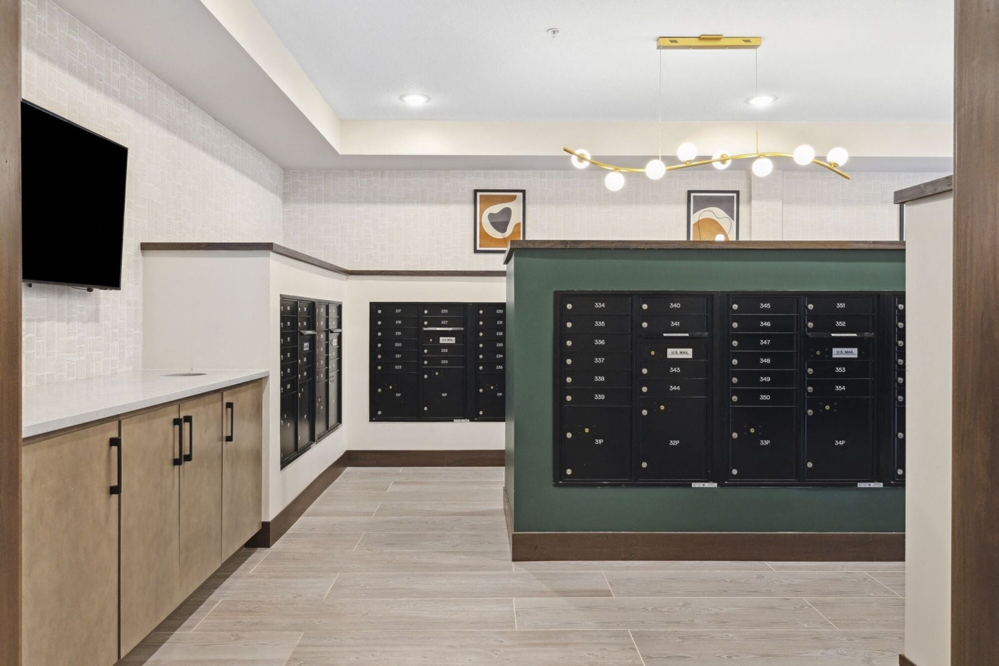The mail room at Terra Residences in Maple Grove, MN.