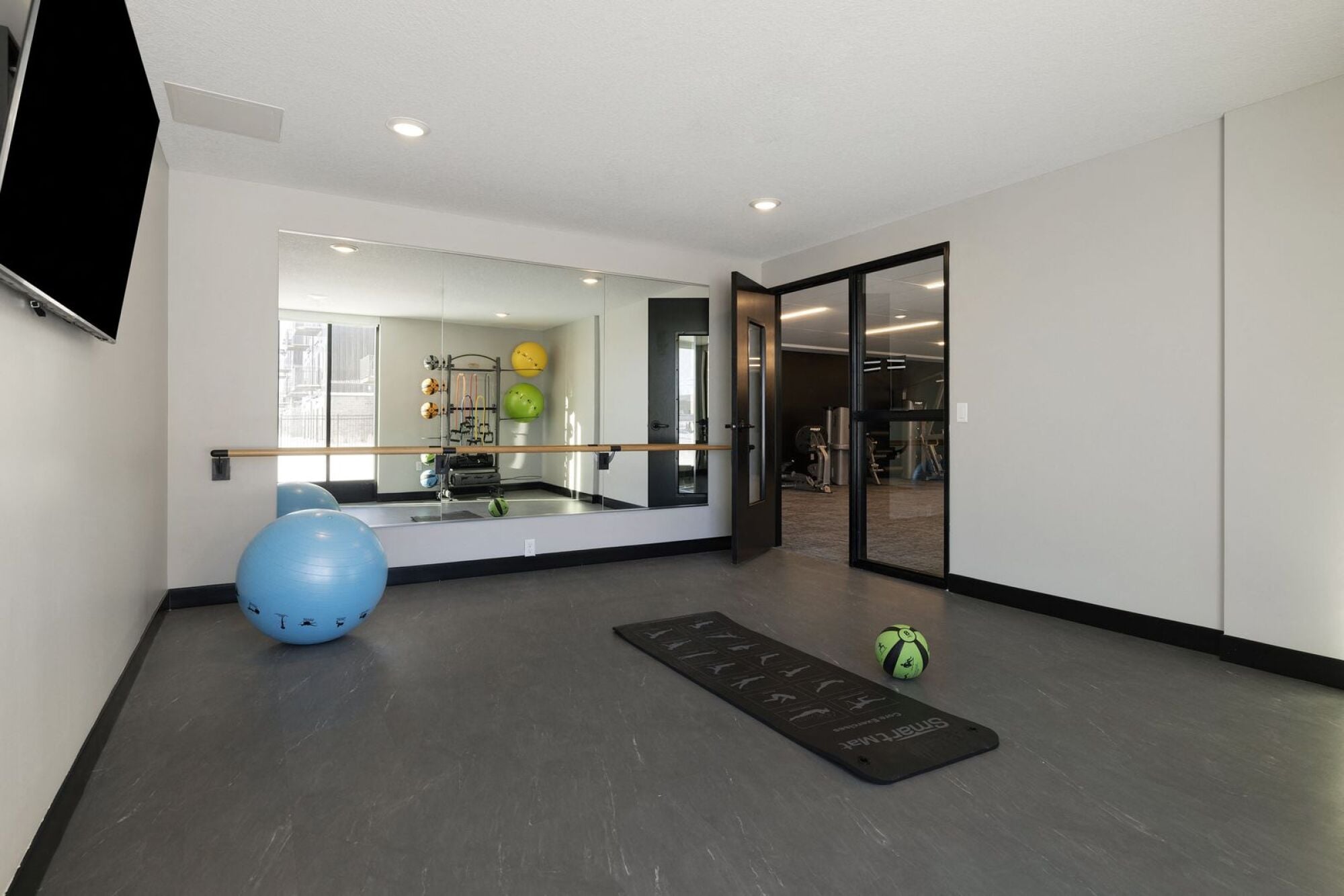 The yoga studio at The Blakeley in Shakopee, MN.