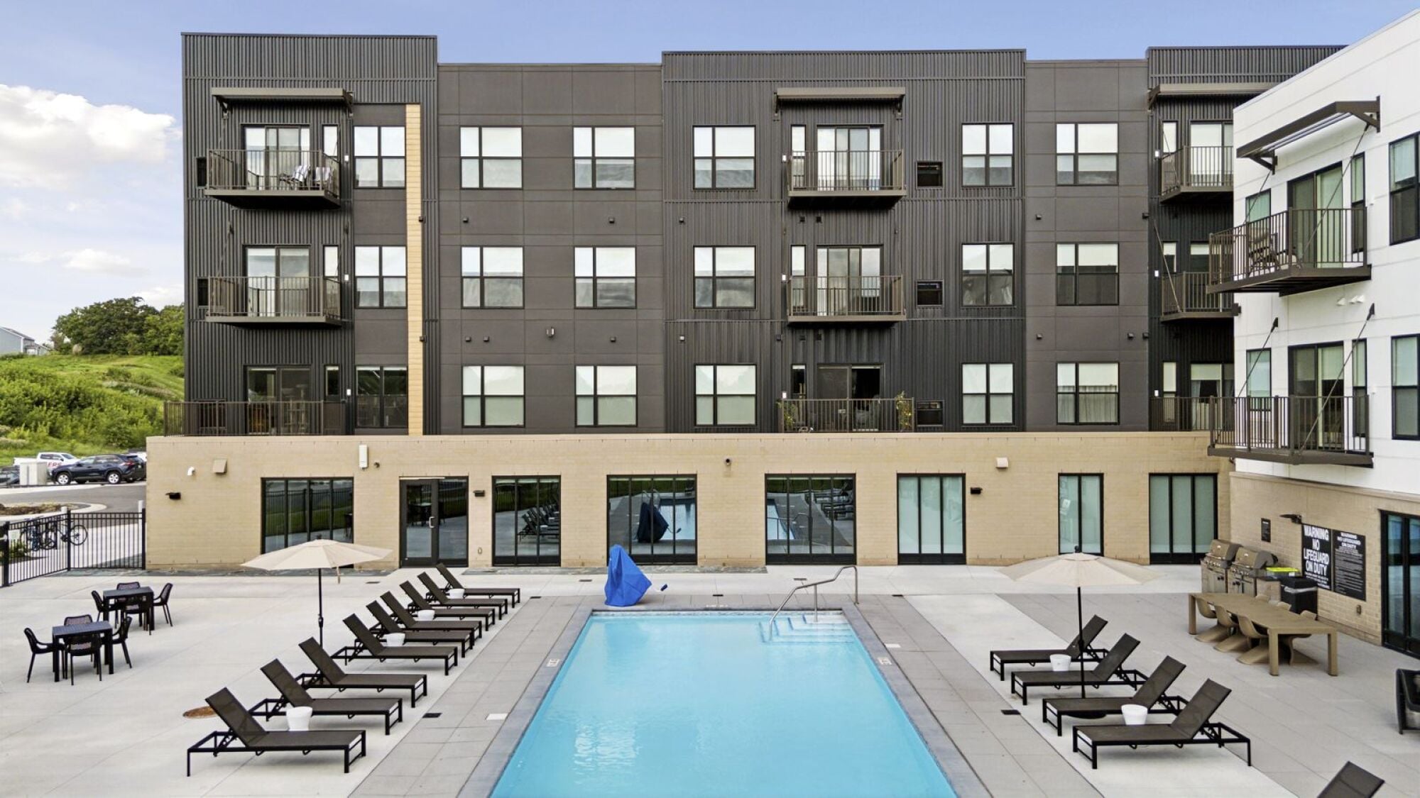 The outdoor pool at The Blakeley in Shakopee, MN.