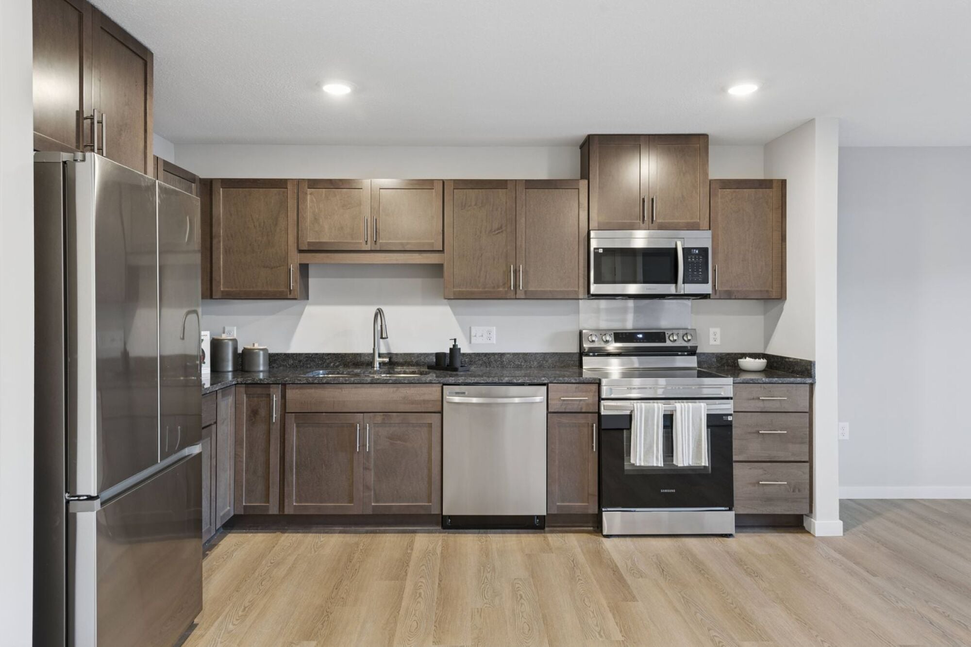 A kitchen at Callisto Commons in Fridley, MN.