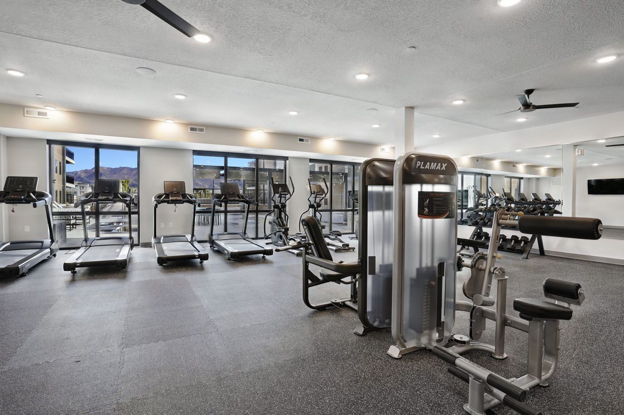 Fully equipped fitness center at The Whitney in Salt Lake City, Utah.