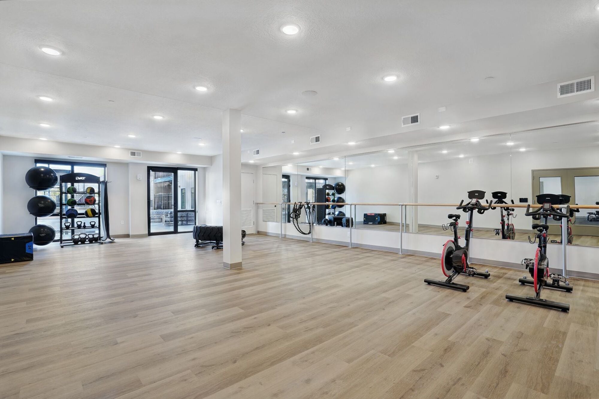 Fully equipped fitness center at The Whitney in Salt Lake City, Utah.