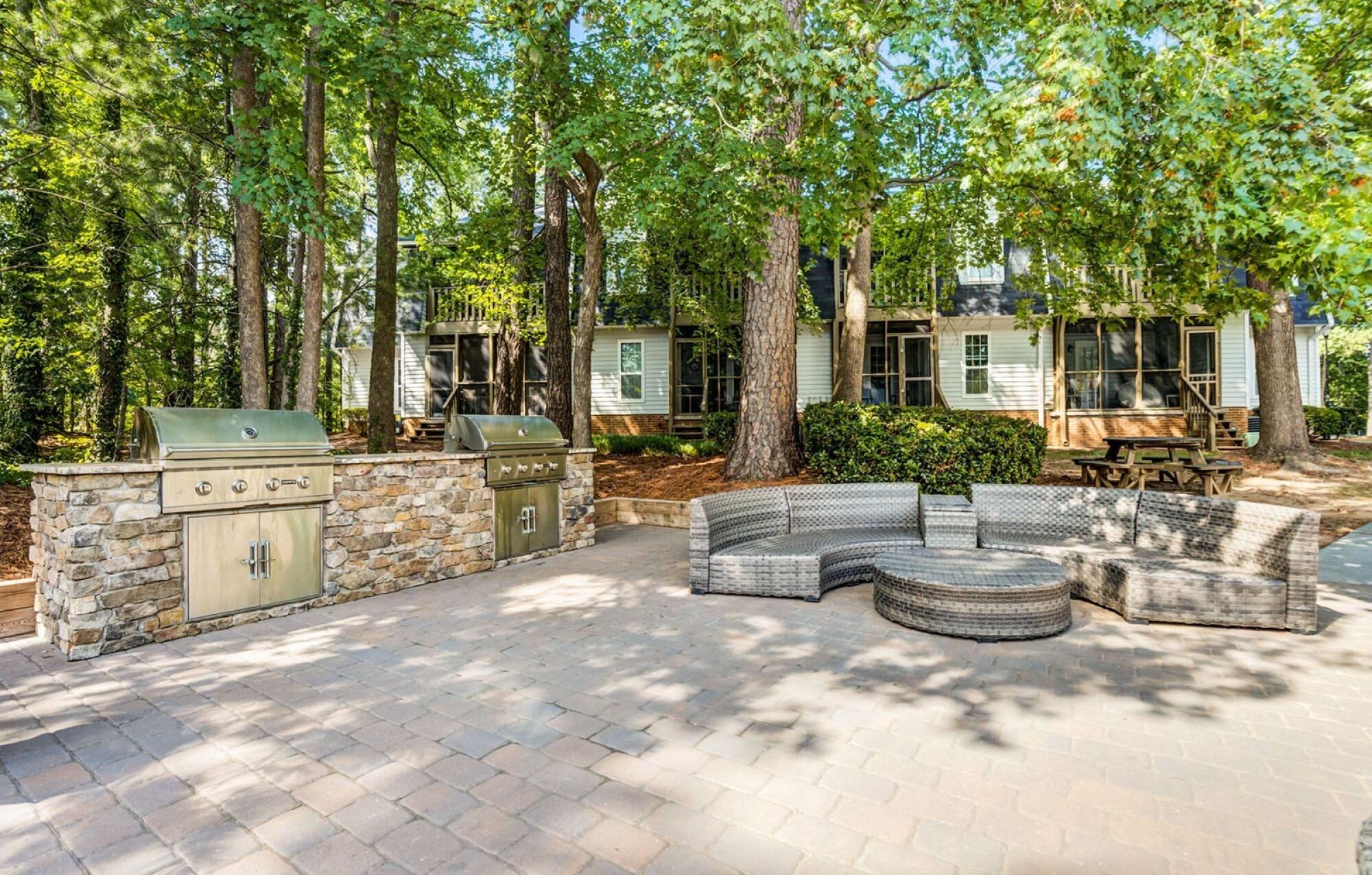 Outdoor Grill With Intimate Seating Area at Madison Hunters Glen, Raleigh