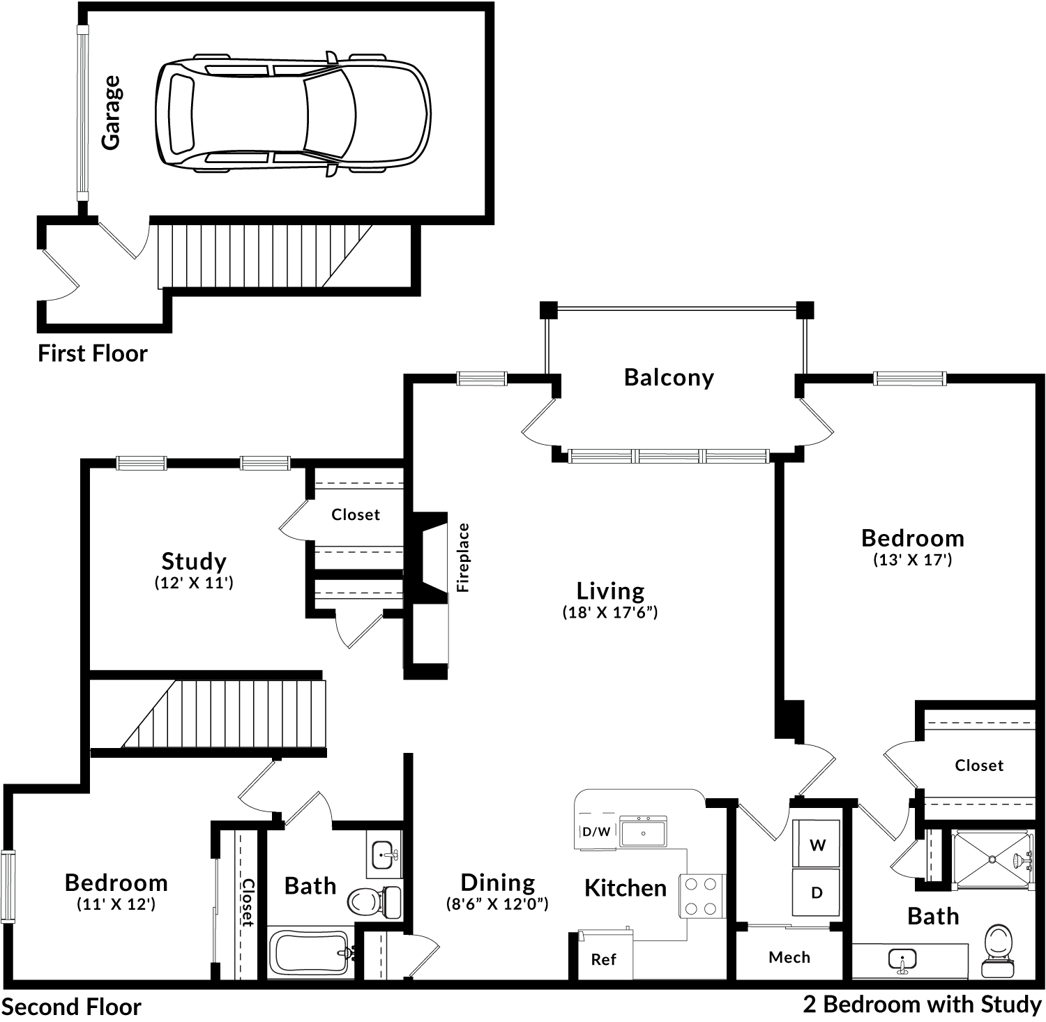 The Oakmont (B3 w-Den) Floor Plan
