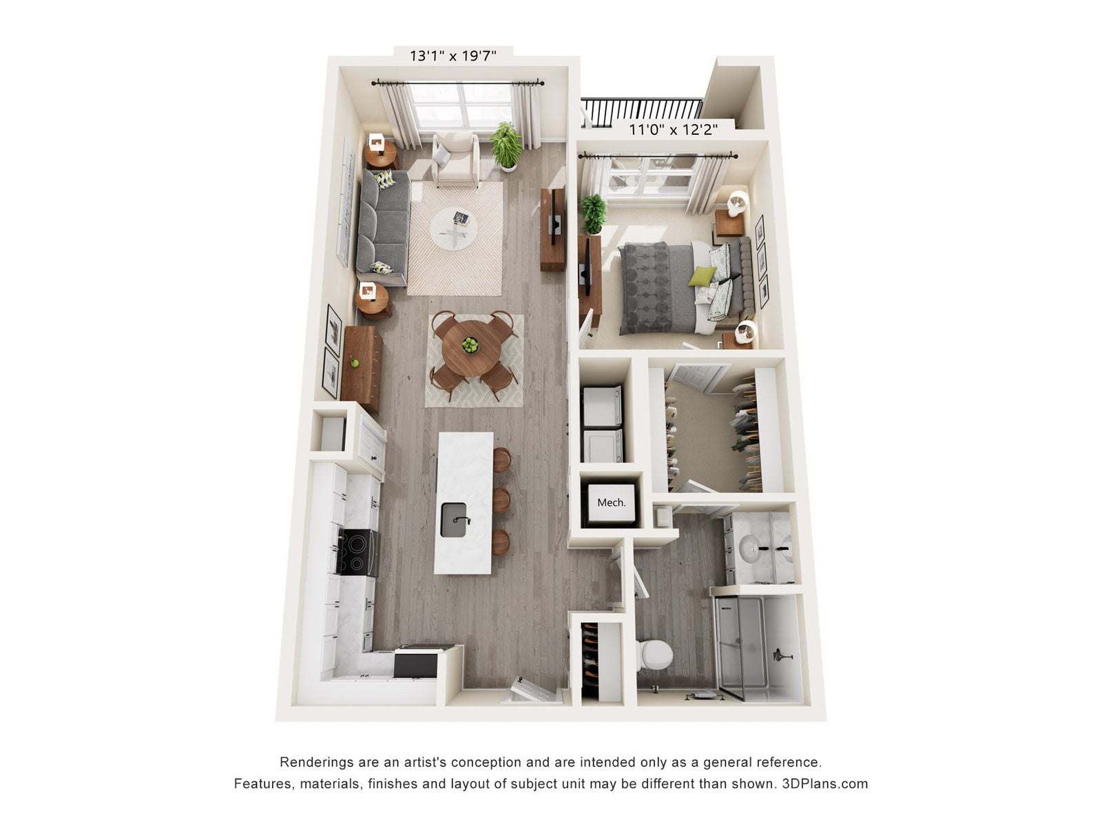 1x1 Laurel Floor Plan