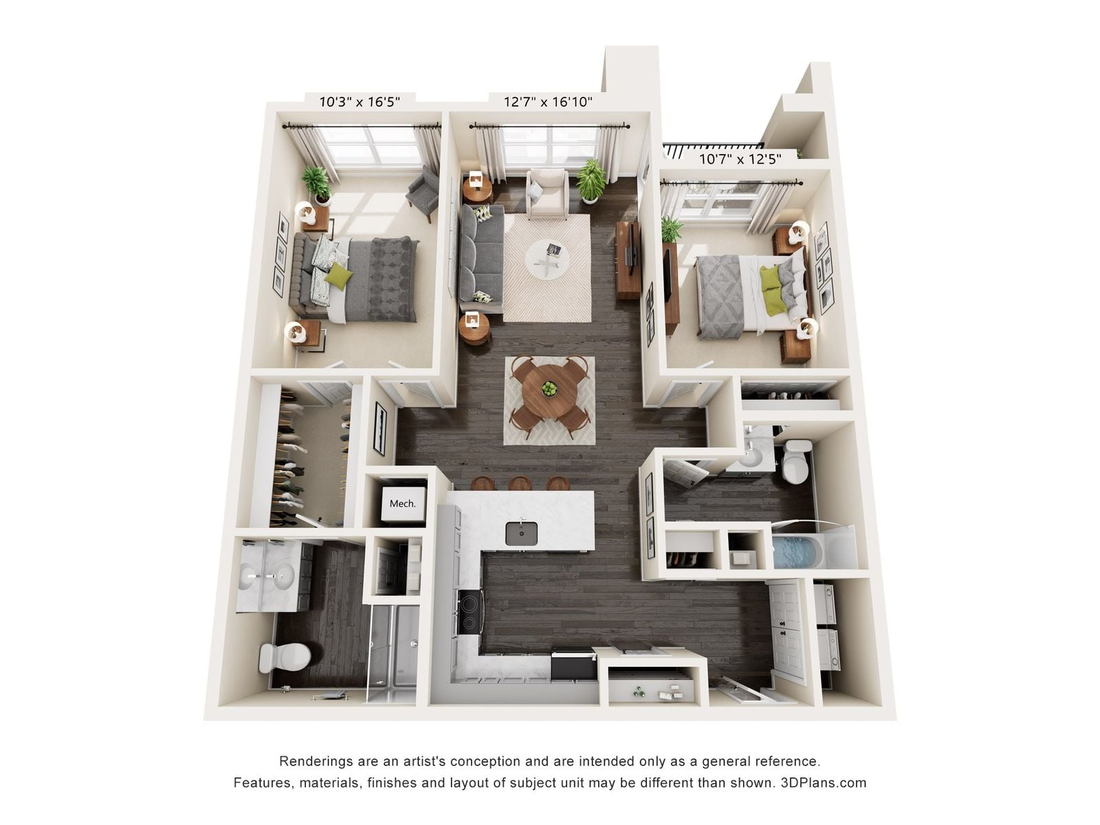 2x2 Cypress Floor Plan