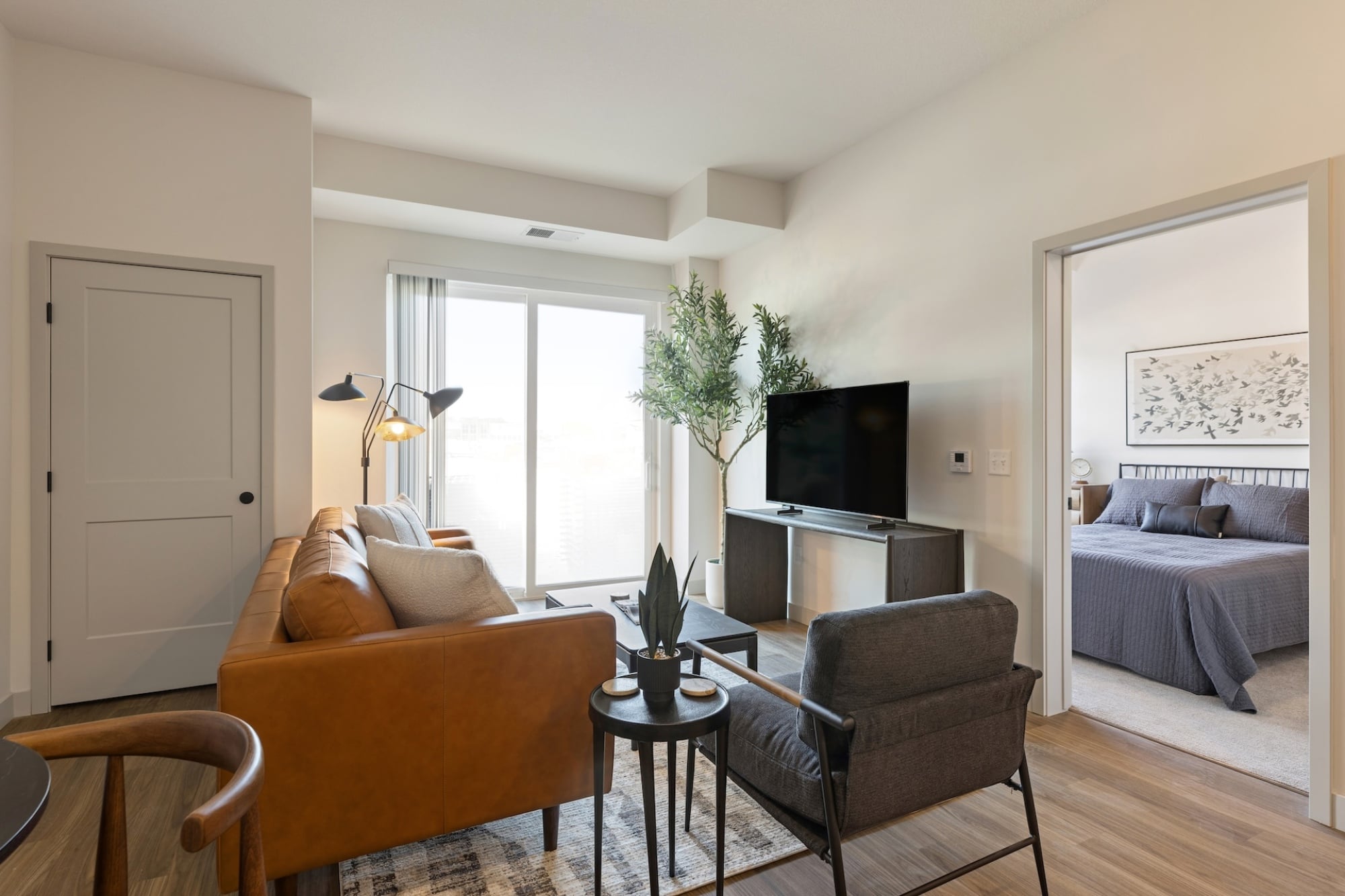 Living Room with Vinyl Flooring at Belterra Apartments in Plymouth MN