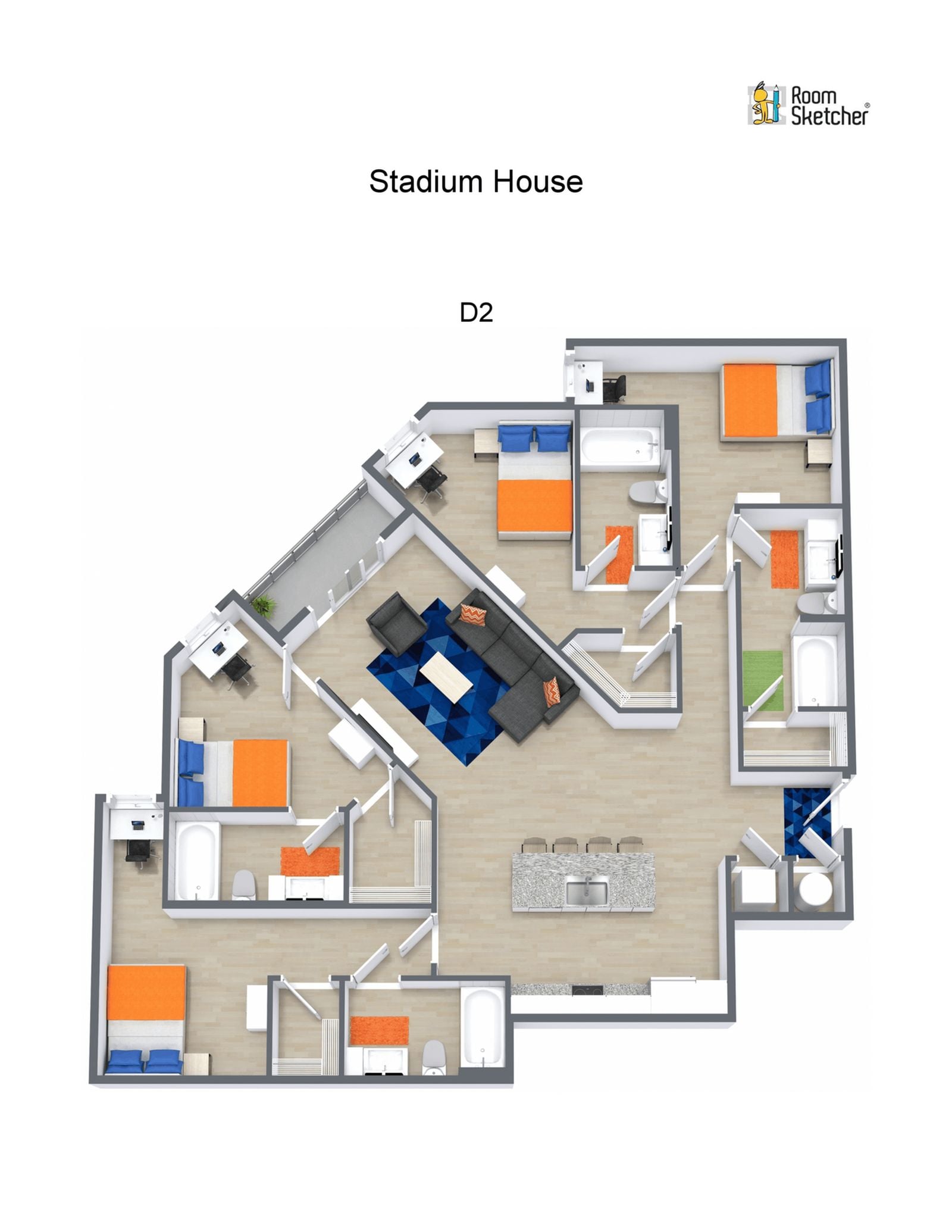 Discover the thoughtfully crafted D2 Floor Plan, a delightful 4 bed-4 bath layout located in the vibrant heart of Gainesville. Spanning an impressive square foot range of minimun square feet to maximum square feet, this floor plan offers a modern design and a host of high-end amenities for a convenient and stylish lifestyle. Enjoy dynamic features such as in-unit laundry, a state-of-the-art fitness center, and a serene swimming pool. These amenities complement the flexible living space, providing an unmatched living experience. Contact us today to schedule your tour of this exceptional floor plan.